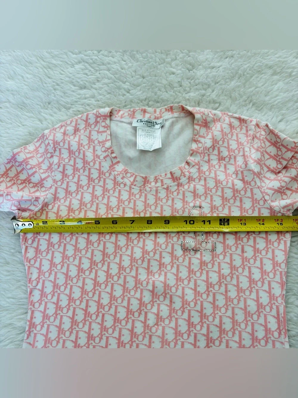 Christian Dior Trotter 1 Vintage Pink/White Stretchy T Shirt size IT/EU 40